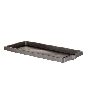 Sottovaso rettangolare color antracite per vasi da fiori.