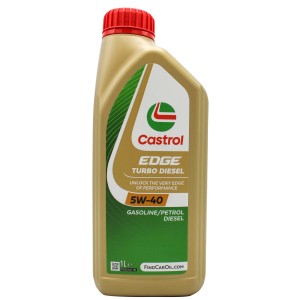 Olio motore Castrol Edge Turbo Diesel 5W-40, flacone da 1 litro per motori benzina e diesel.