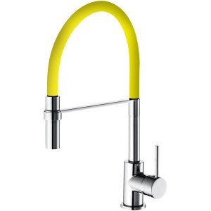 Miscelatore monocomando t.b.t. con beccuccio giallo, effetto cromo.