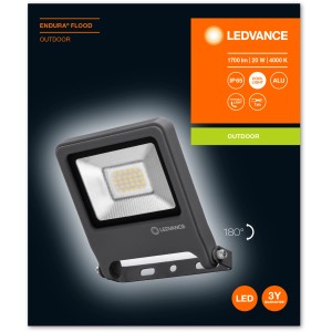 Faro LED da esterno Ledvance Endura Flood, 20W, grigio scuro, 4000K, per esterni.