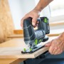 Seghetto alternativo a batteria LUX A-ST-20 in uso per segare il legno, parte del set di macchine a batteria 3in1.