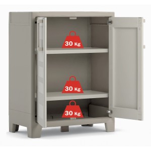 Armadio in plastica KIS Gulliver, beige sabbia, con 2 ripiani, portata fino a 30 kg per ripiano.
