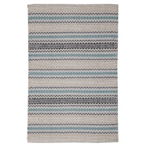 t.b.t. Stuoie: Tappeto con motivo a zigzag blu-grigio.