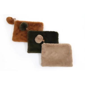 Pochette makeup in finta pelliccia 23x16 cm colori assortiti