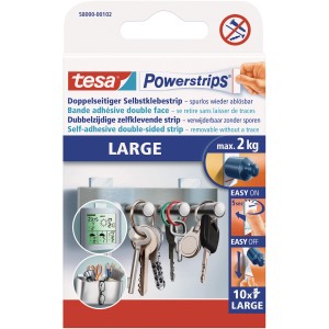 Tesa Powerstrips Large, 10 pezzi, per rimozione senza residui e tenuta forte.