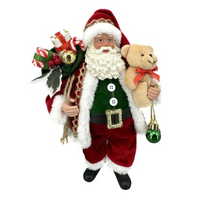 Babbo natale in plastica e poliestere H 27,5 cm