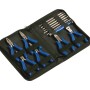 Set meccanico LUX Classic, 14 pezzi in custodia di pelle: pinze, cacciaviti e inserti per lavori di precisione.
