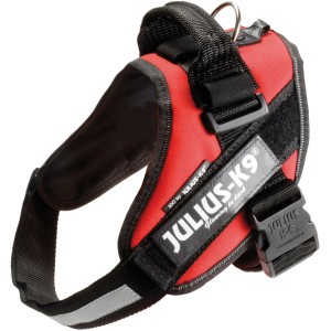 Pettorina per cani rossa di Julius-K9, regolabile e robusta.