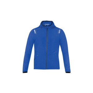 Giacca da lavoro blu t.b.t. con cappuccio e zip. Abbigliamento da lavoro per artigiani.