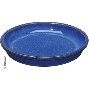 Sottovaso blu in terracotta per vasi da fiori.