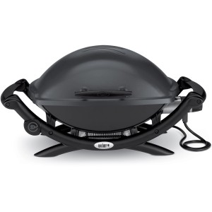 Barbecue elettrico t.b.t. compatto grigio per balcone e giardino.