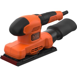 Levigatrice orbitale Black+Decker BEW220, 150 W, arancio/nero, con sacchetto raccoglipolvere.