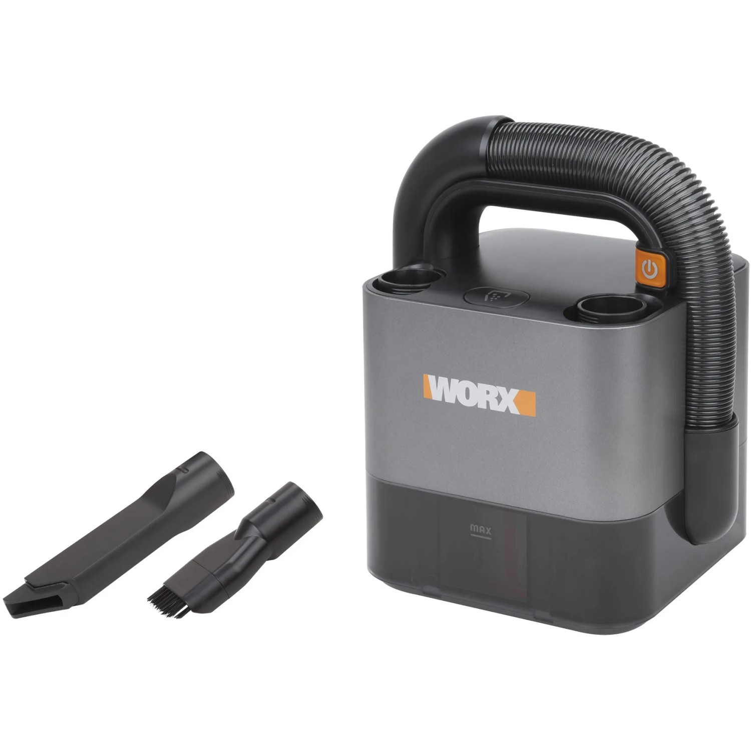 Aspirapolvere a batteria Worx WX030.9 Solo con accessori per pulizia flessibile.