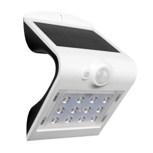 Faretto LED da esterno t.b.t. bianco con pannello solare e sensore di movimento.