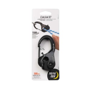 Tenditore per fune in alluminio nero Nite Ize CamJam XT per funi e cinghie.