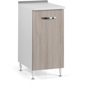 Mobile base cucina t.b.t. con anta effetto legno e fianchi bianchi.