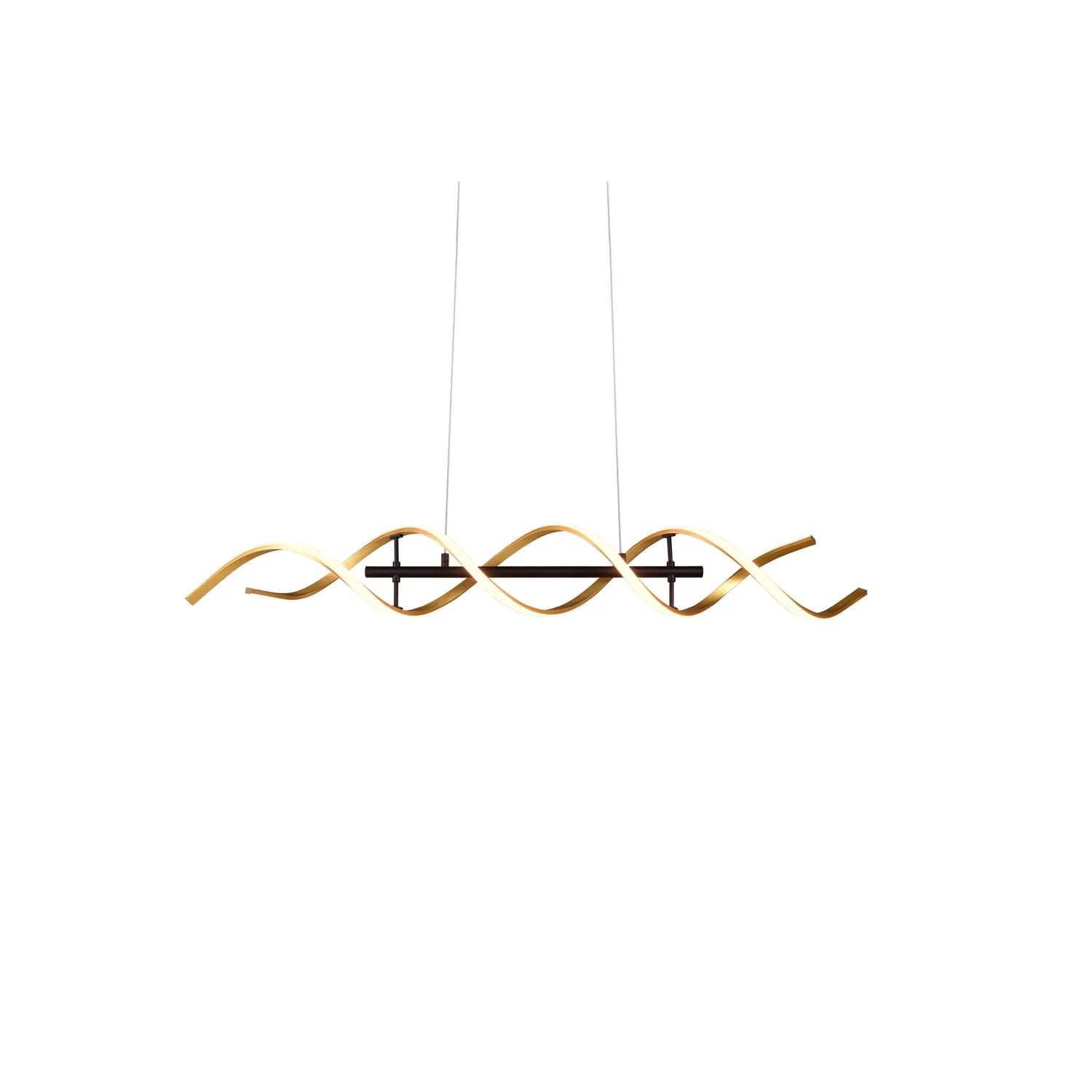 Lampada a sospensione LED color oro Sequence, 1 luce, design curvo, dimmerabile.