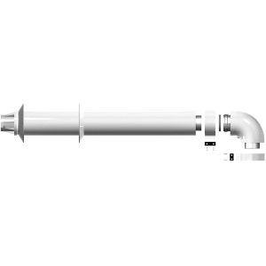 Set di tubi di scarico per caldaie, tubi bianchi e raccordi.