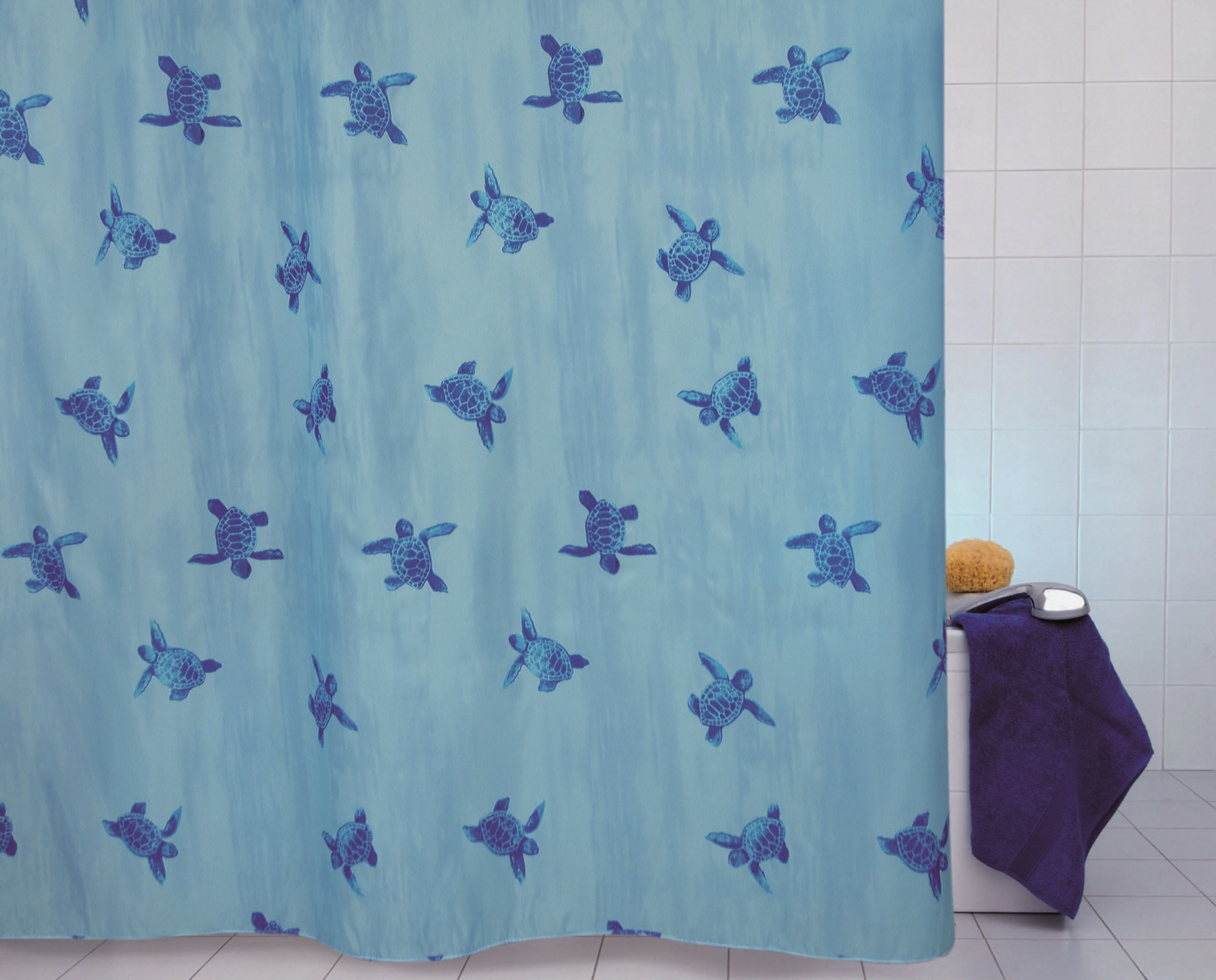 Tenda doccia in tessuto azzurro 120 cm x 200 cm