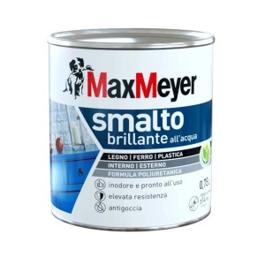 Smalto all`acqua poliuretanico brillante MaxMeyer bianco 0,75 l