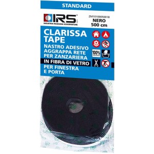 Nastro adesivo nero per fissare le zanzariere a finestre e porte.