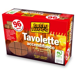 Tutto Fuoco accendifuoco Tavolete, 96 pezzi, per stufe, caminetti, griglie.