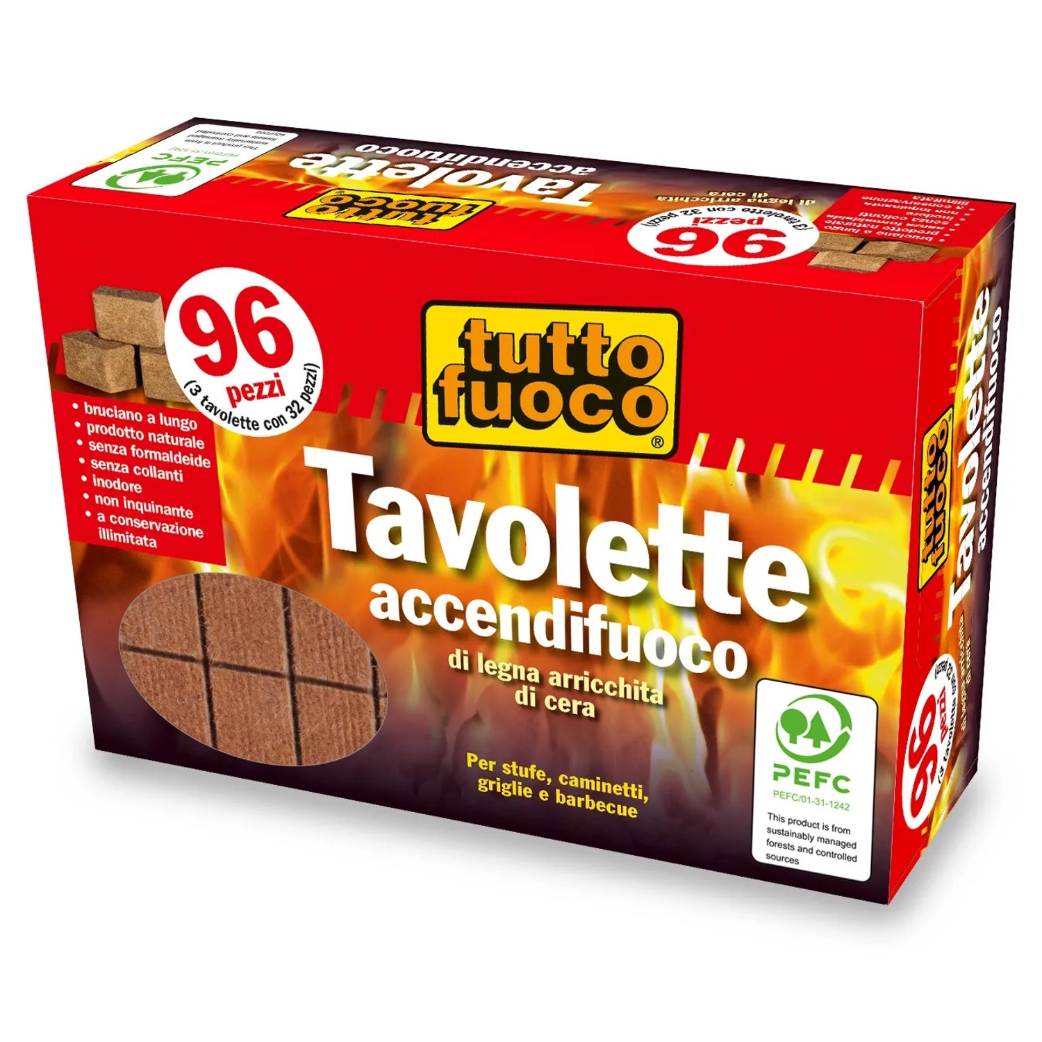 Accendifuoco Ecologico 28 Cubetti: A Base Di Legno E Olio Vegetale, Senza Chimica