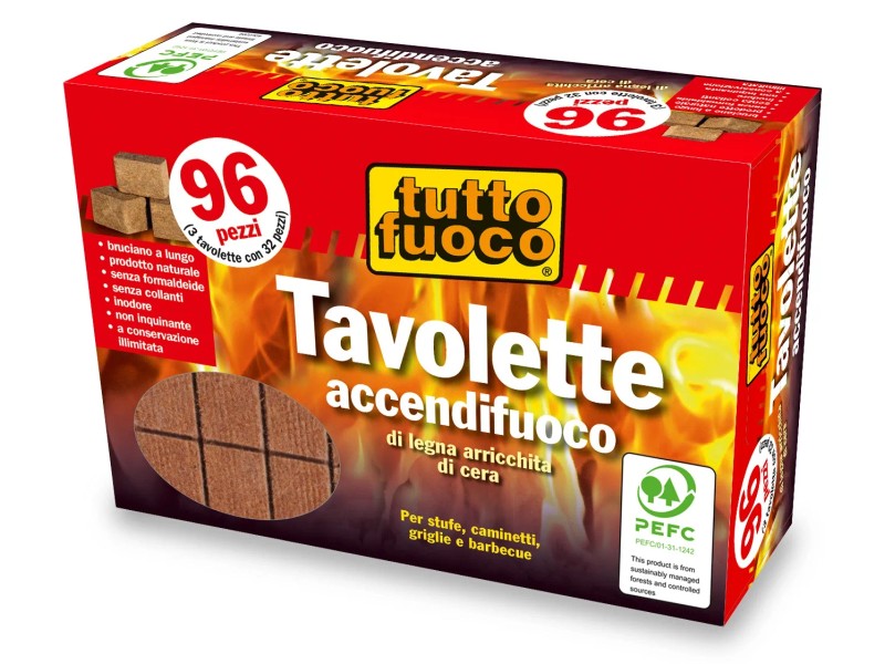 96 Accendifuoco Ecologici Naturali In Legno - Senza Chimiche E Inodori - Per Camini, Stufe, Barbecue E Forni A Legna