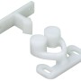Chiusura a scatto Hettich bianca in plastica, 14x30x25mm, per accessori per mobili.