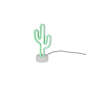 Lampada da tavolo LED a forma di cactus bianca, alta 29,6 cm, per illuminazione decorativa.