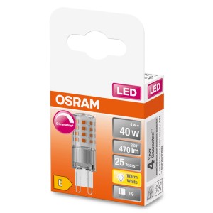 Lampadina LED G9 Osram, bianco caldo, dimmerabile, 4W. Luce LED compatta per varie applicazioni.