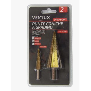 Punte a gradino Ventux Gear in acciaio HSS 4241 rivestimento al titanio 2 pz