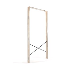 Telaio porta in legno chiaro con rinforzo nero, accessori per porte.