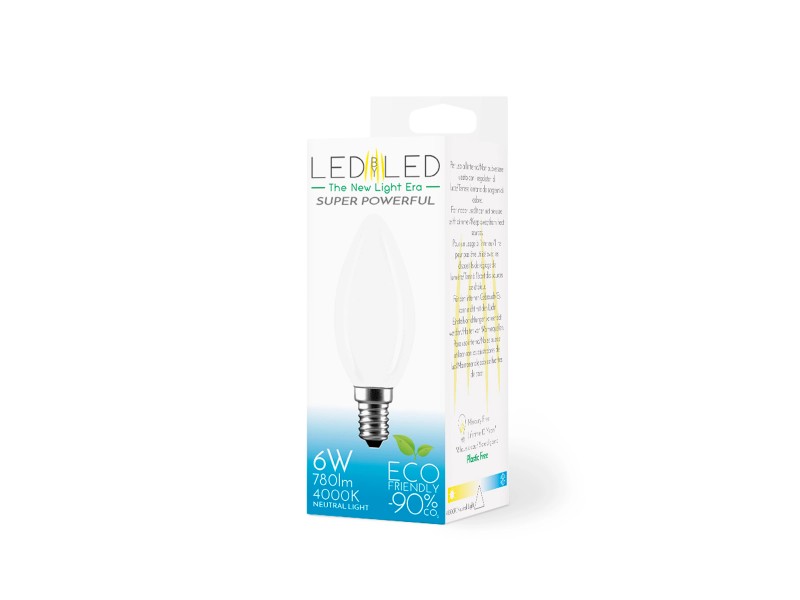 Lampadina LED filamento oliva Ledbyled E14 6W 780 lumens