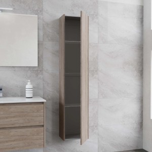 Mobile bagno colonna sospesa 1 anta apertura push natural gray 34x162x25 cm