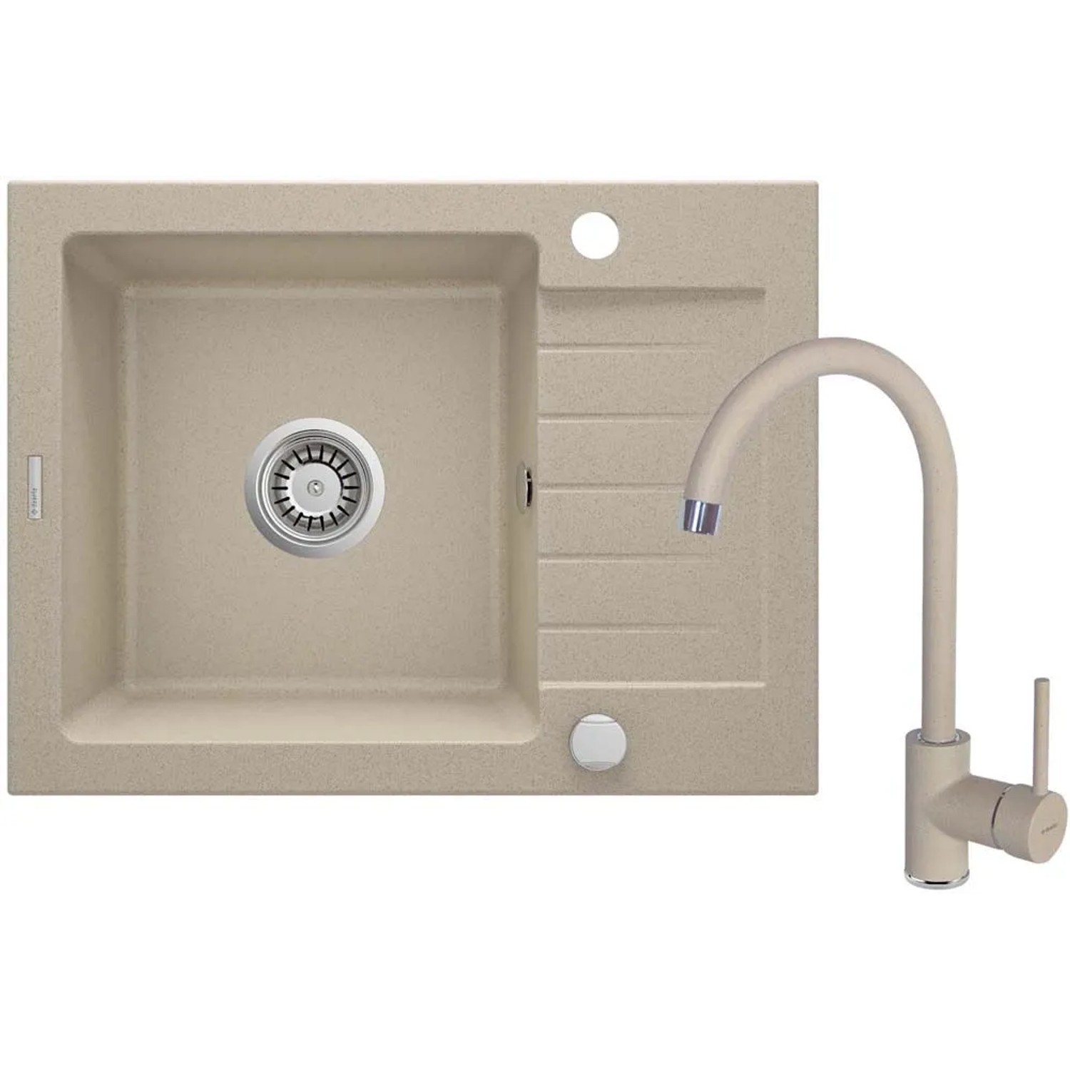 Lavello con rubinetto 1 vasca con gocciolatoio Idrostile Martí 440x164 mm sabbia