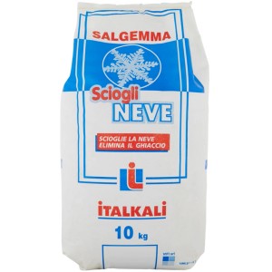 Salgemma, prodotto spargineve invernale in sacco da 10 kg per sciogliere neve e ghiaccio.
