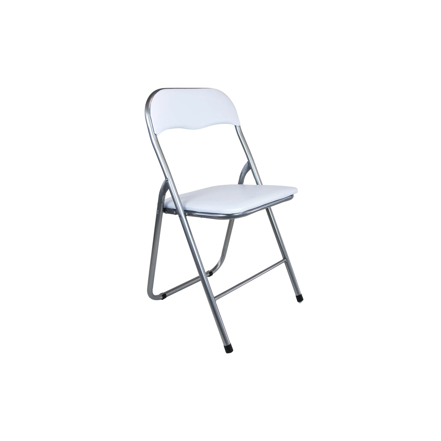 Sedia pieghevole bianca. Ideale per piccoli spazi. Pratica sedia pieghevole per gli ospiti.