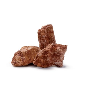 Ciottoli e granulati decorativi rossastri per il giardino.