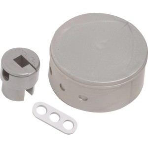 Set baldacchino distributore argento (Ø 70 mm) per installazione lampada con scarico trazione.