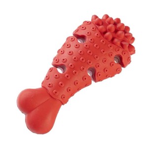 Osso di gomma rosso t.b.t. per cani con rilievi e aperture.