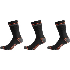 Black & Decker calze da lavoro confezione da 3 Stripe, taglia 39-42, nere con dettagli grigi e arancioni.