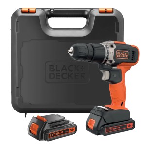 Avvitatore a batteria Black+Decker con valigetta e batteria. Versatile per avvitare e forare.