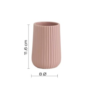 Portaspazzolini bagno Marika in ceramica rosa