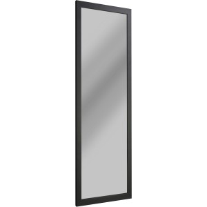 Specchio da parete rettangolare con cornice nera.