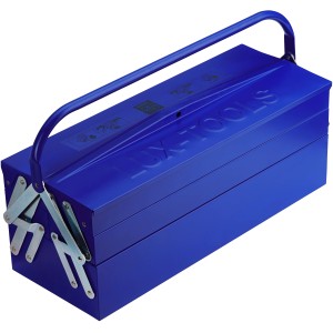 Cassetta degli attrezzi blu LUX Profi in lamiera d'acciaio con 5 scomparti e maniglia.