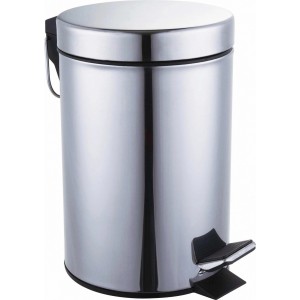 Cestino a pedale CMI in acciaio inox lucido, capacità 3,5 litri.