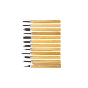 Set sgorbie per intaglio legno acciaio al carbonio manico legno 12 pz