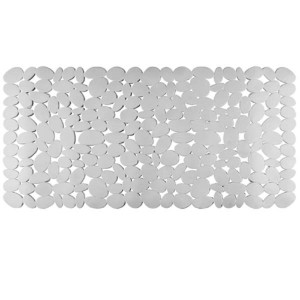 Tappetino da bagno grigio con design a pietra per una maggiore sicurezza nella vasca.