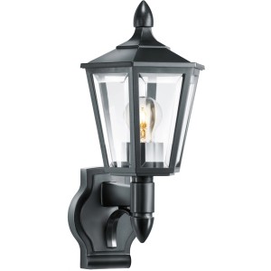 Lampada da parete per esterni Steinel L 15 nera in stile lanterna classica.